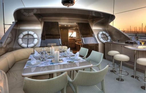 Charter yacht PANDION exteriors with dining option and wet bar
