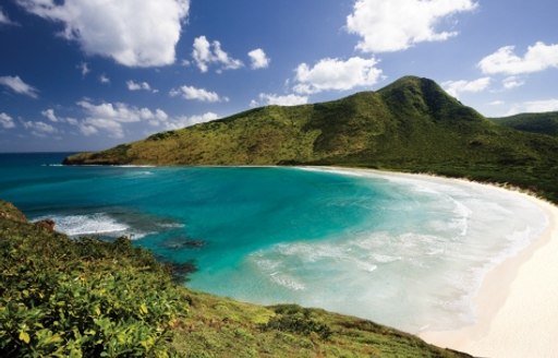 white-sand St Kitts beach in the Caribbean