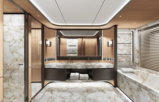 Superyacht charter O'CEANIS en suite rendering with marble