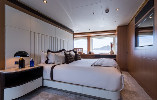 luxury full-beam master suite aboard motor yacht GO