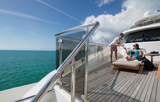 sun loungers on foredeck of luxury yacht W