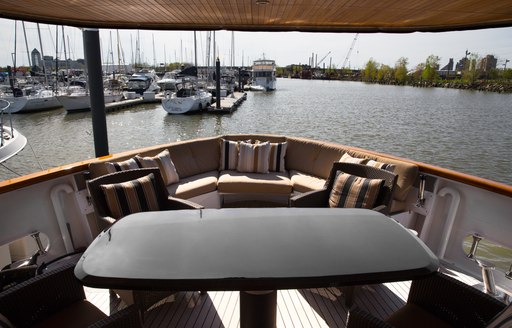 Superyacht SIMA sheltered al fresco dining area