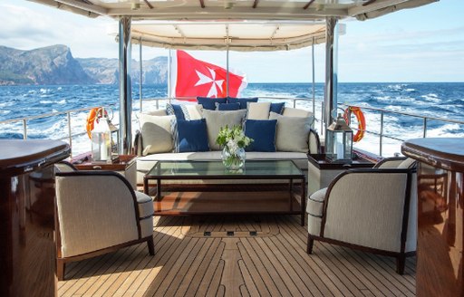 sumptuous alfresco lounge on board charter yacht SATORI