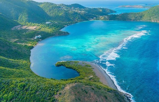 A bay of blue water in the BVIs