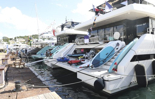 yachts lined up on the dock in antigua