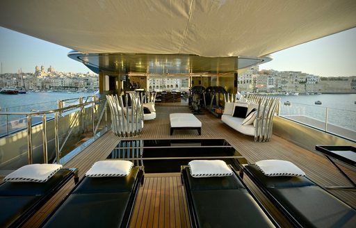 Sundeck of luxury yacht sarastar