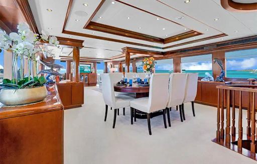 Charter yacht ESCAPE interior dining area