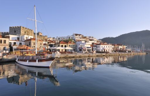 Calm waters of Marmaris with town in background