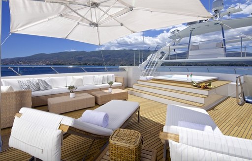 The partially shaded seating available on board motor yacht O'LEANNA