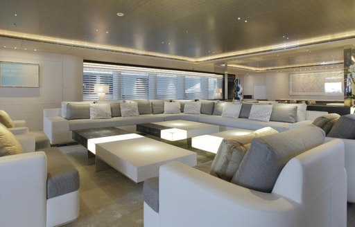 The main salon of luxury yacht Grace E