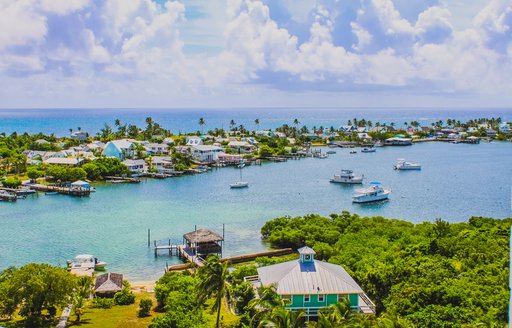 Overhead view looking down on a Bahamian coastline