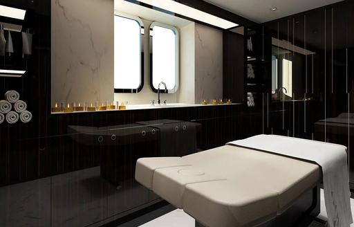 elegant spa and treatment room on luxury yacht soaring