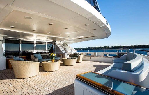 Seating area on motor yacht VERTIGO