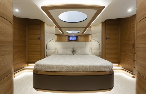 View of double bed on superyacht 55 FIFTYFIVE