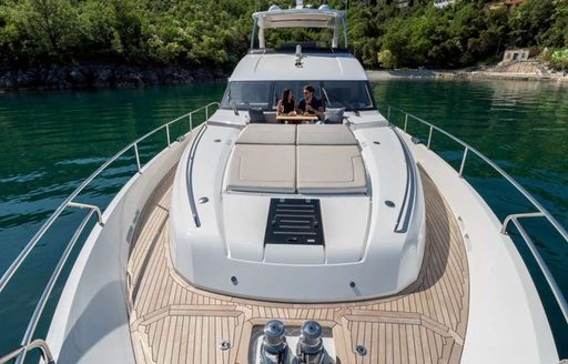Foredeck sunpads onboard charter yacht LARIMAR II
