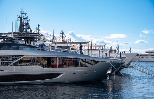 Superyachts berthed at Monaco Yacht Show