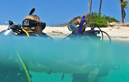 Superyacht Belle Aimee guests scuba diving in New Zealand