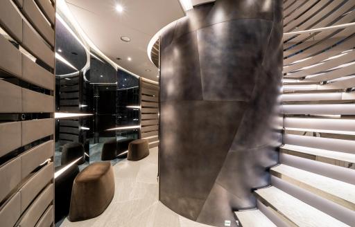 Charter yacht SALT interior staircase