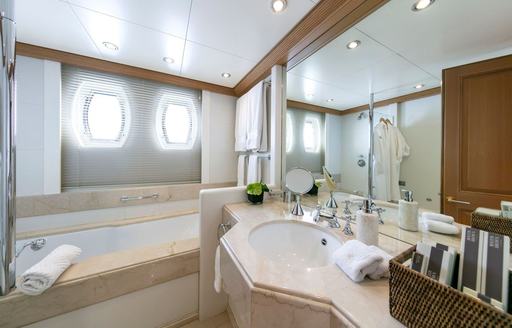 Guest cabin en suite onboard luxury yacht rental MARLA