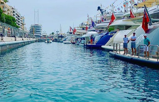 Tender arriving to luxury yachts during Monaco Grand Prix