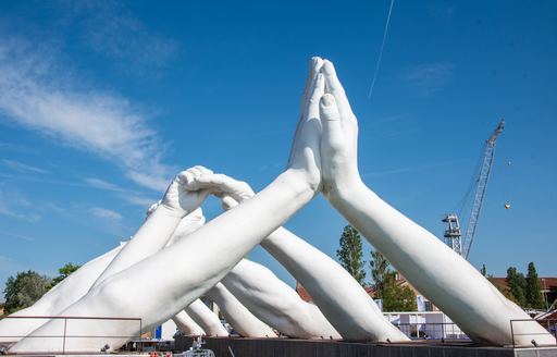 Hand sculptures at Venice Arsenal
