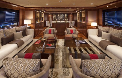 Main salon on board charter yacht BEHIKE