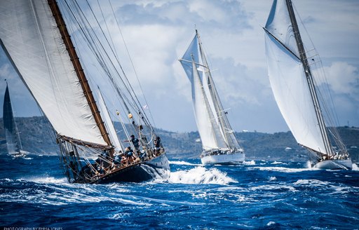 Yachts on the water during Antigua Classic Yacht Regatta