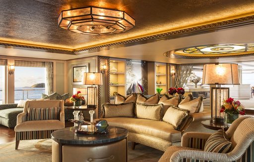 Seating area on luxury yacht SOLANDGE