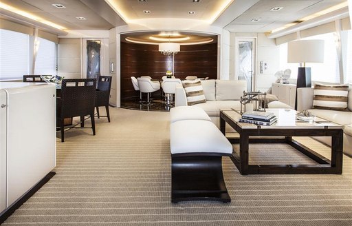 Main salon of luxury yacht CHARISMA