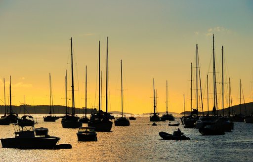 Dusk approaches in the harbour in St. John, U.S. Virgin Islands