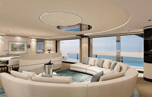 Interior lounge area onboard charter yacht FELICITA