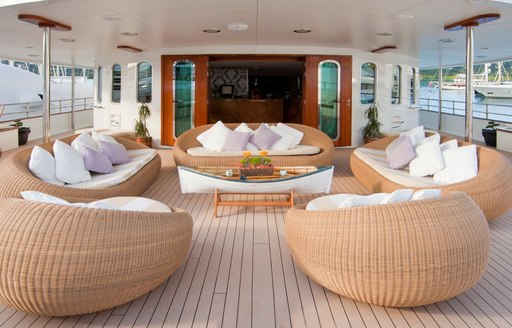 outdoor social space onboard luxury superyacht charter 