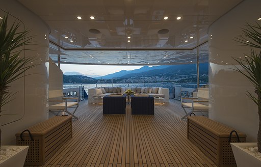 luxury yacht arbema sundeck view down the deck