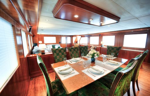 Charter yacht VOYAGER interior dining area