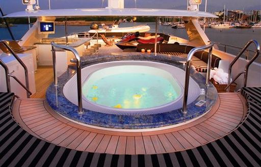 Superyacht Spa pool, lit-up at night