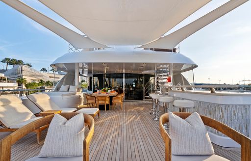 Charter yacht NOVERRA sun deck and bimini cover
