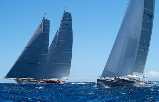 Charter yachts in the water at St Barths Bucket Regatta