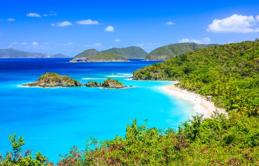 Elevated view of a stretch of Caribbean coastline