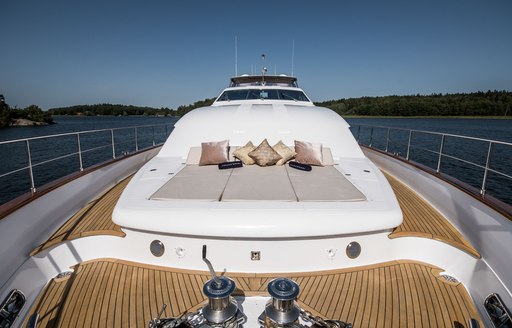 Sunpads on sundeck of Superyacht Queen of Sheba