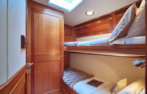 Overview of a bunk cabin onboard sailing yacht charter DARK STAR OF LONDON