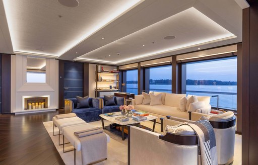 main salon on board superyacht hasna