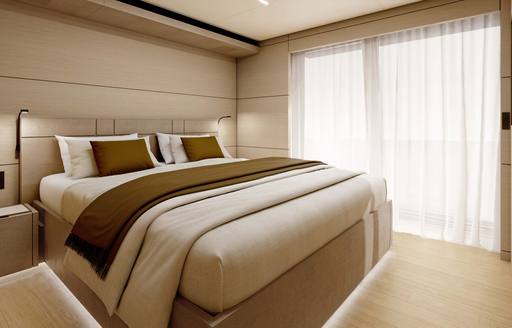 Charter yacht HAIAMI I guest cabin rendering with central berth