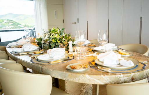 Charter yacht STELLAMAR interior dining area