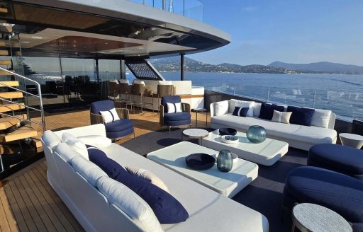 Charter yacht AKULA exteriors with seating