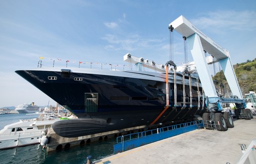 motor yacht SARASTAR is launched at the Mondo Marine headquarters in Savona