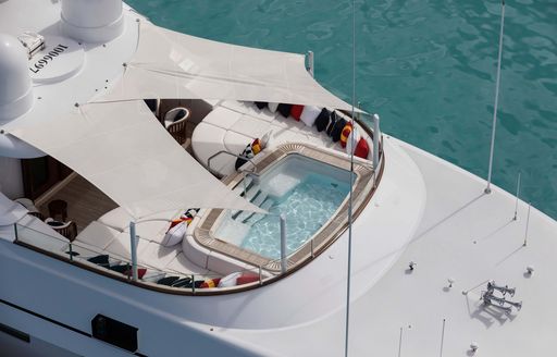 superyacht flag sundeck shaded jacuzzi