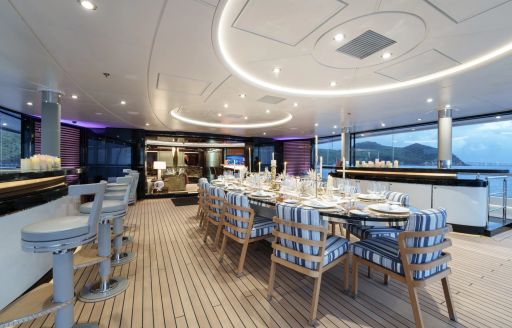 Luxury yacht charter WHISPER alfresco dining area