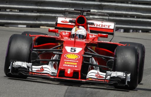 Sebastian Vettel on the track at the Monaco Grand Prix