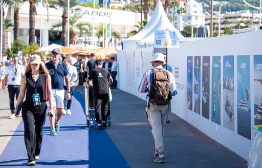 Cannes Yachting Festival exhibitor tents and visitors