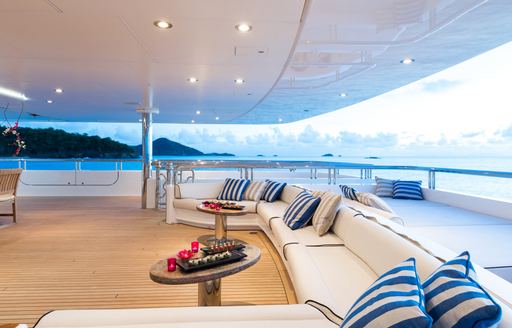 Exterior seating onboard superyacht charter TITANIA